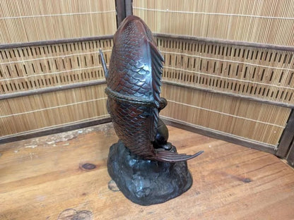 Japanese Ebisu & Tai Steel Statue Heavy Lucky God Sculpture Japan Auction