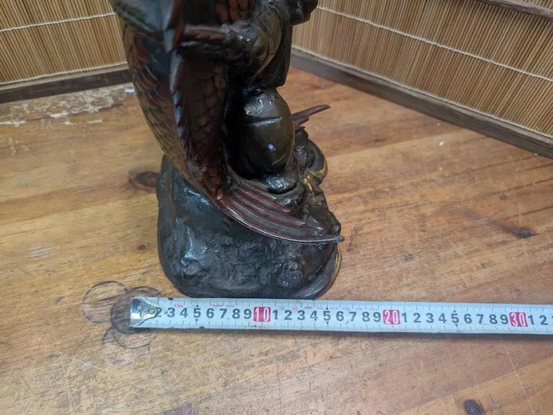 Japanese Ebisu & Tai Steel Statue Heavy Lucky God Sculpture Japan Auction