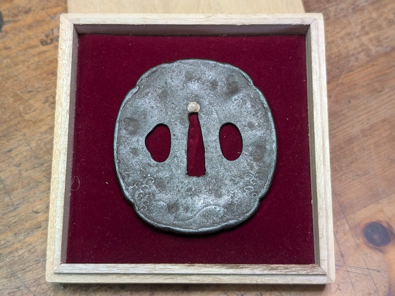 Antique Japanese Samurai Tsuba 1800s Hand Engraved Edo Era Sword Guard