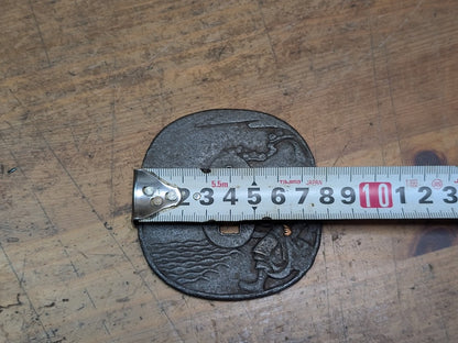 Japanese Samurai Katana Tsuba Iron Copper Inlay Sword Guard Antique