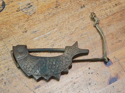 1800s Japanese Antique Brass Fish Padlock 1800s Samurai Era Lock Rare
