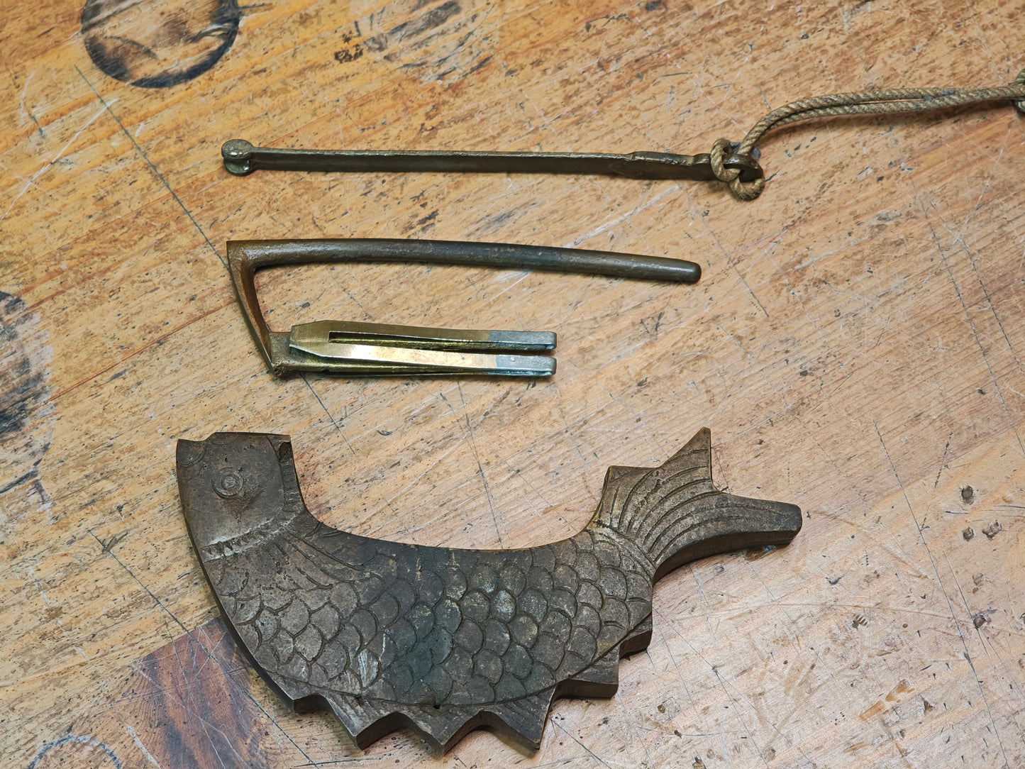 1800s Japanese Antique Brass Fish Padlock 1800s Samurai Era Lock Rare