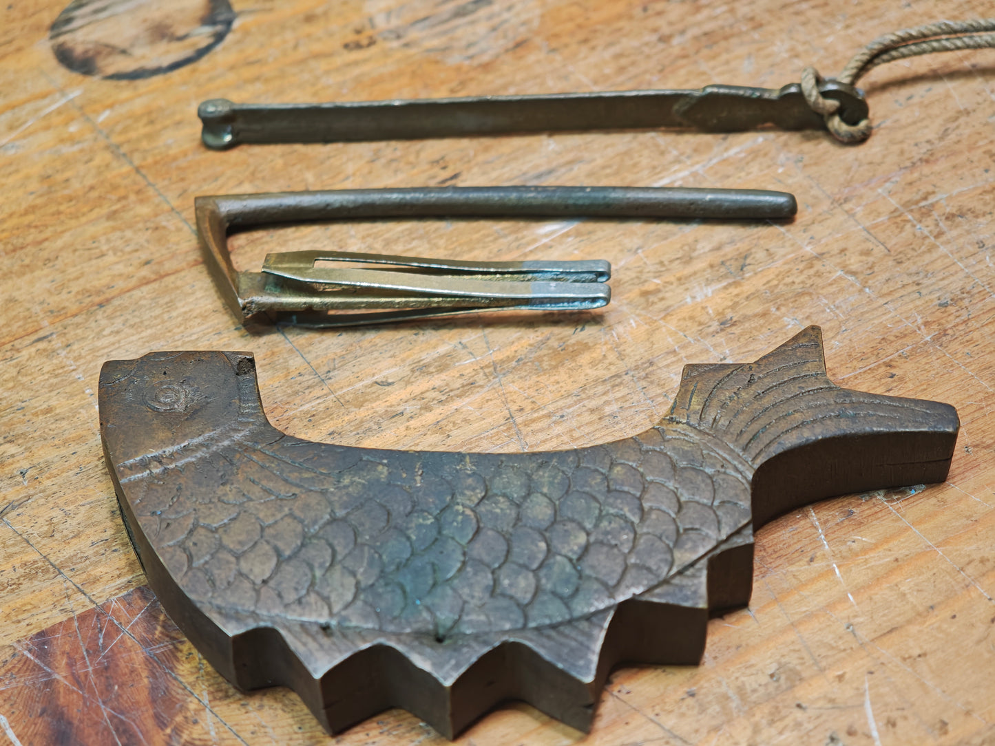 1800s Japanese Antique Brass Fish Padlock 1800s Samurai Era Lock Rare