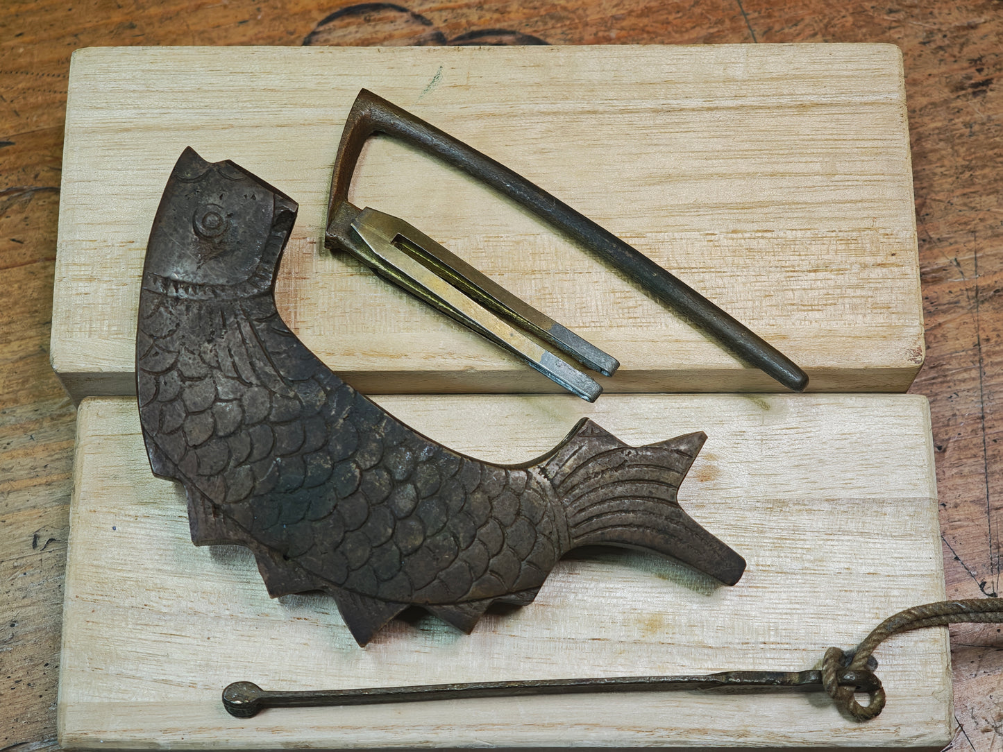 1800s Japanese Antique Brass Fish Padlock 1800s Samurai Era Lock Rare