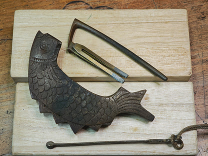 1800s Japanese Antique Brass Fish Padlock 1800s Samurai Era Lock Rare