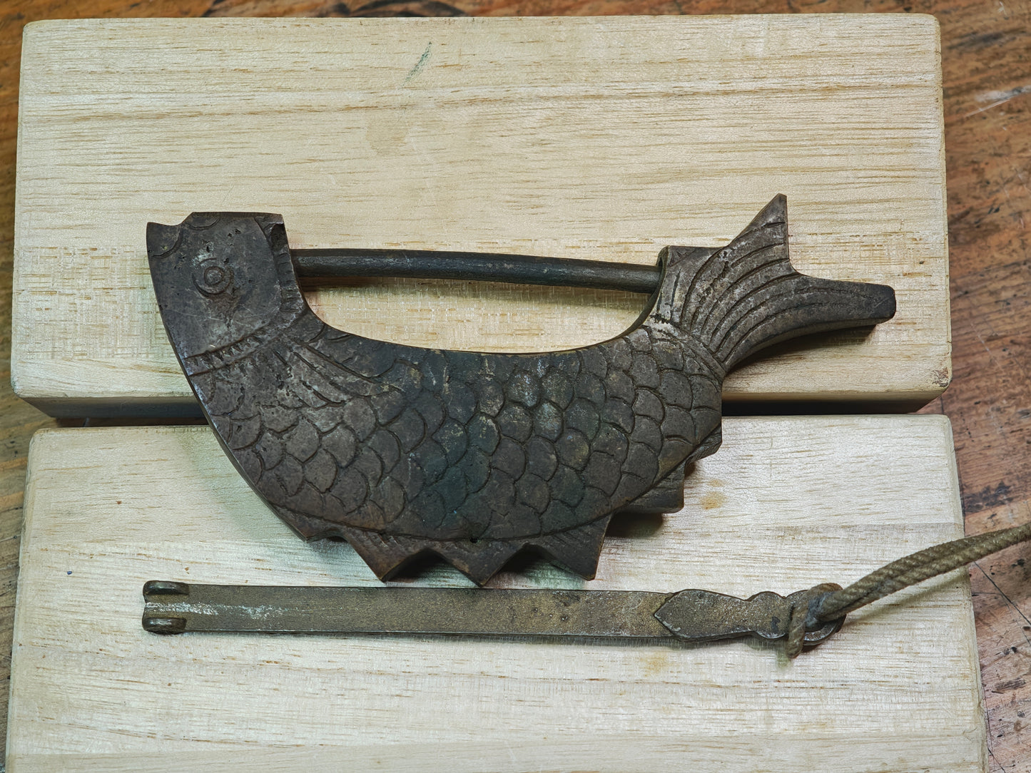 1800s Japanese Antique Brass Fish Padlock 1800s Samurai Era Lock Rare