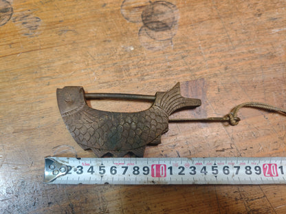 1800s Japanese Antique Brass Fish Padlock 1800s Samurai Era Lock Rare