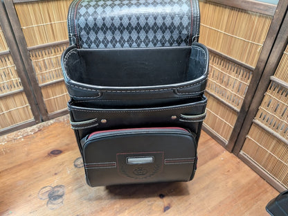 Authentic Japanese Randoseru Leather School Backpack Black Vintage Book Bag