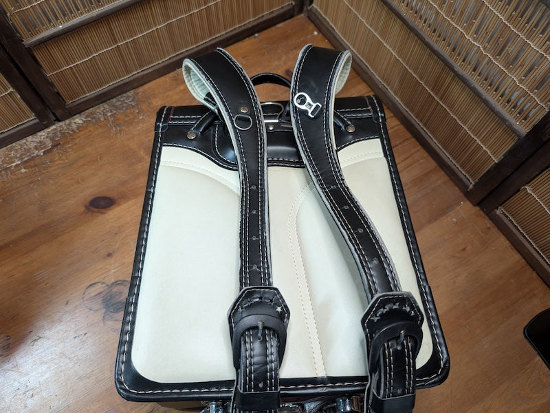 Authentic Japanese Randoseru Leather School Backpack Black Vintage Book Bag