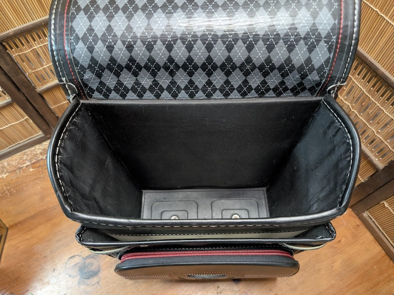 Authentic Japanese Randoseru Leather School Backpack Black Vintage Book Bag