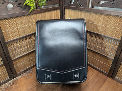 Authentic Japanese Randoseru Leather School Backpack Black Vintage Book Bag