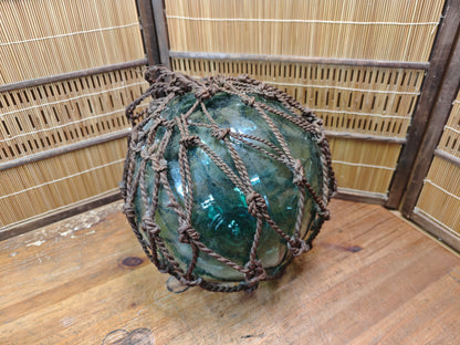 Japanese Glass Fishing Float Big Size Rope Buoy Antique Nautical Decor