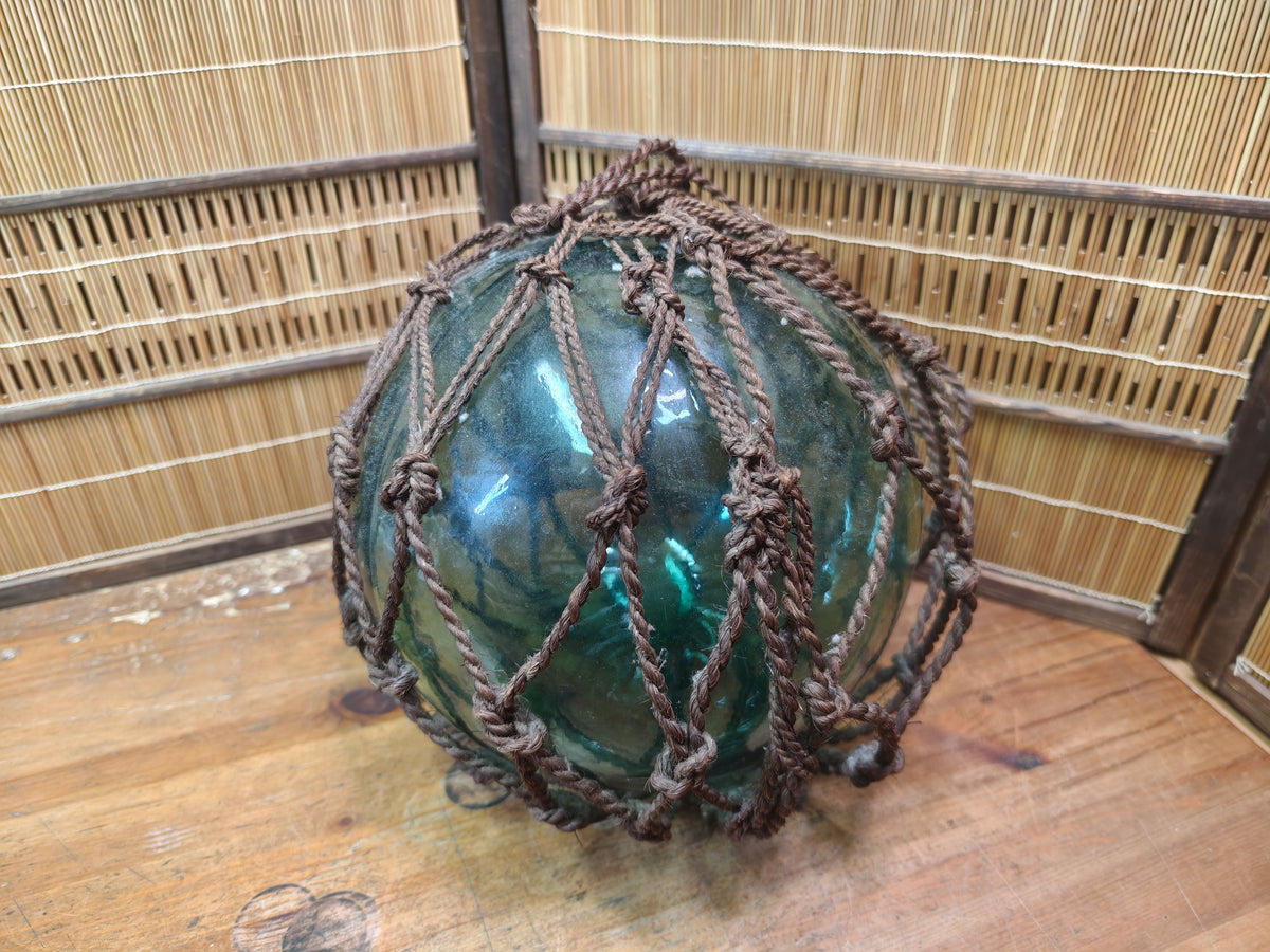 Japanese Glass Fishing Float Big Size Rope Buoy Antique Nautical Decor