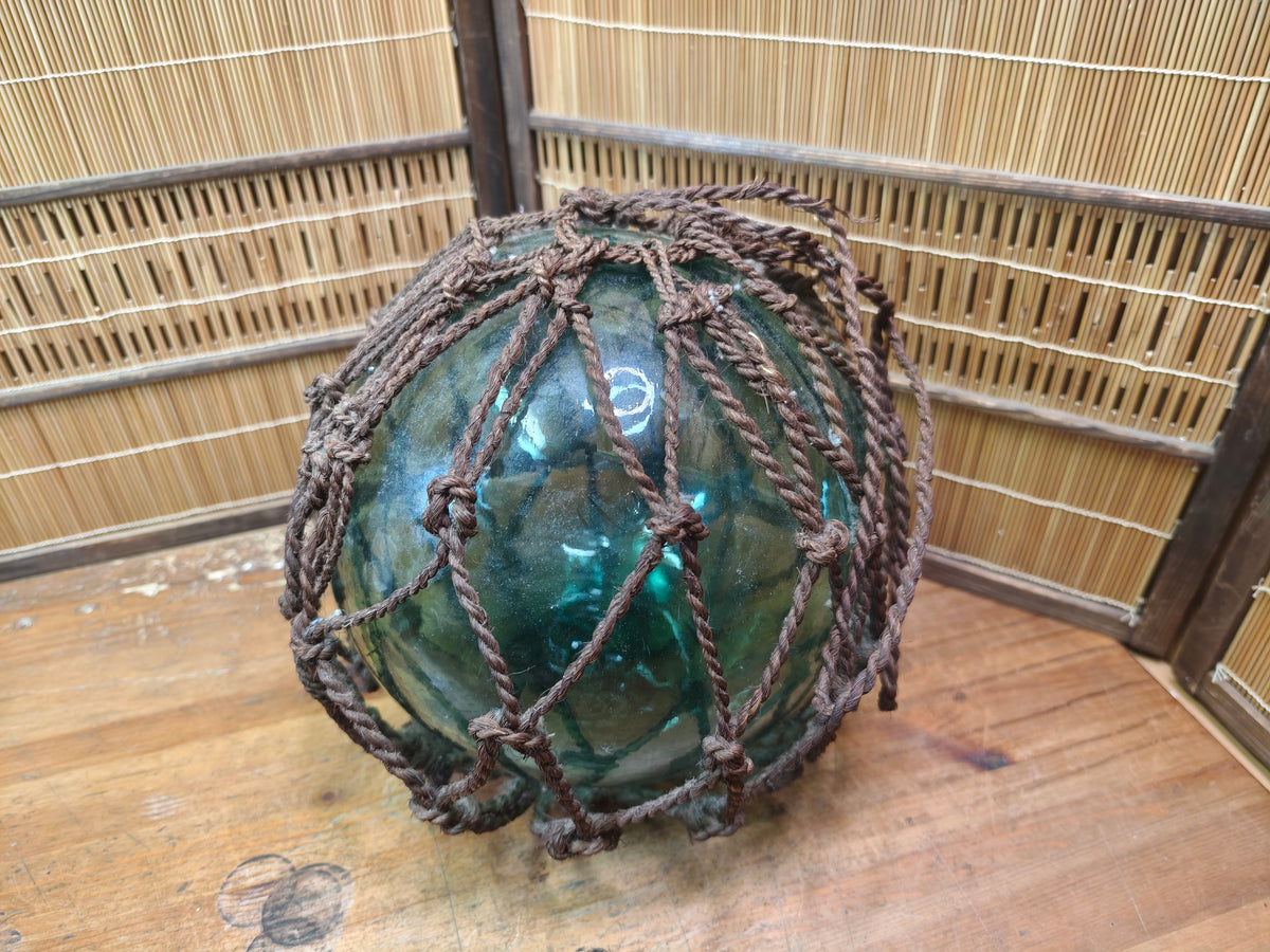 Japanese Glass Fishing Float Big Size Rope Buoy Antique Nautical Decor