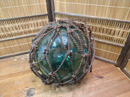 Japanese Glass Fishing Float Big Size Rope Buoy Antique Nautical Decor