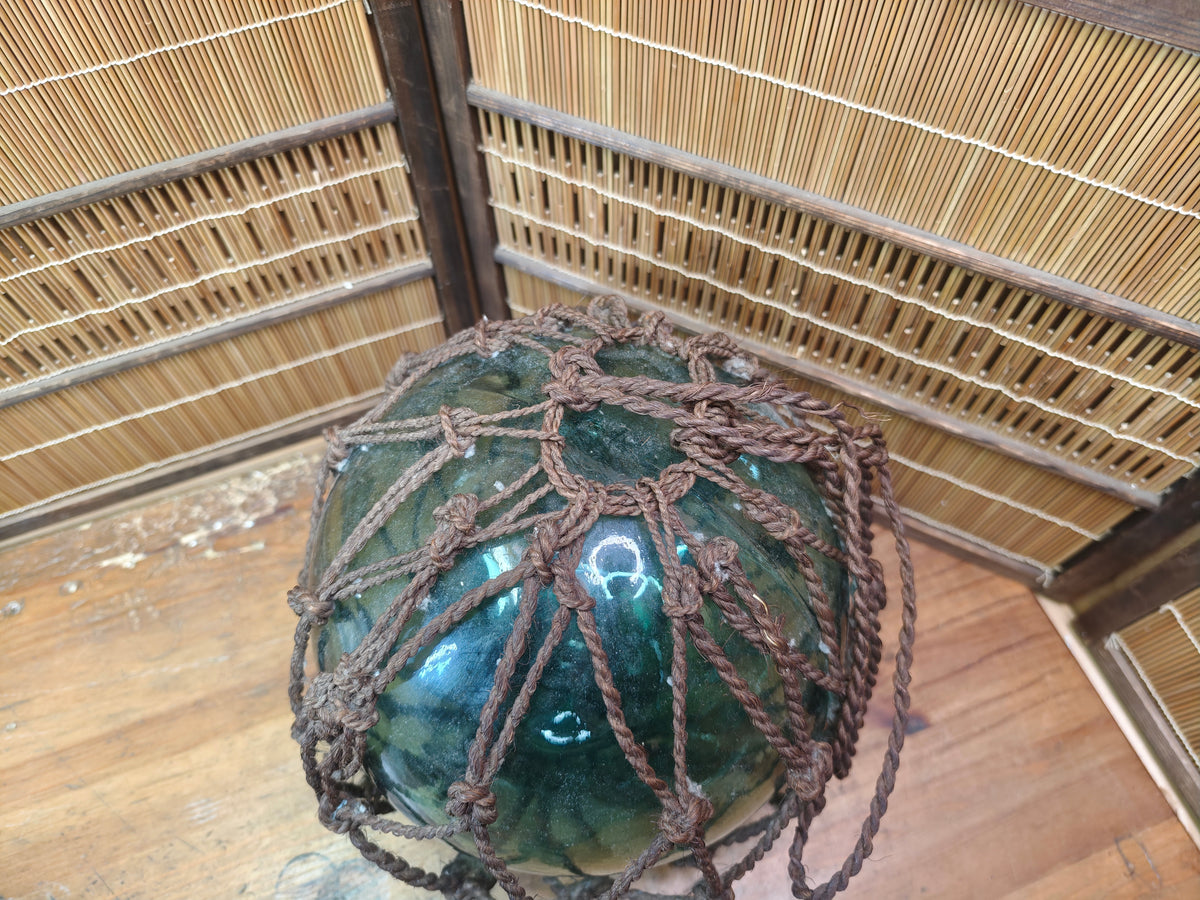 Japanese Glass Fishing Float Big Size Rope Buoy Antique Nautical Decor