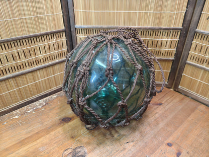 Japanese Glass Fishing Float Big Size Rope Buoy Antique Nautical Decor