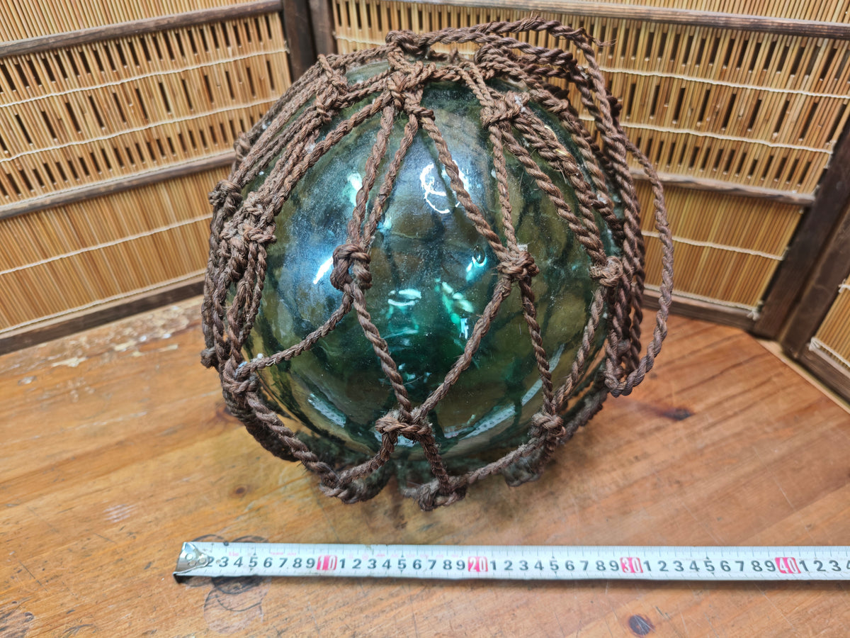 Japanese Glass Fishing Float Big Size Rope Buoy Antique Nautical Decor