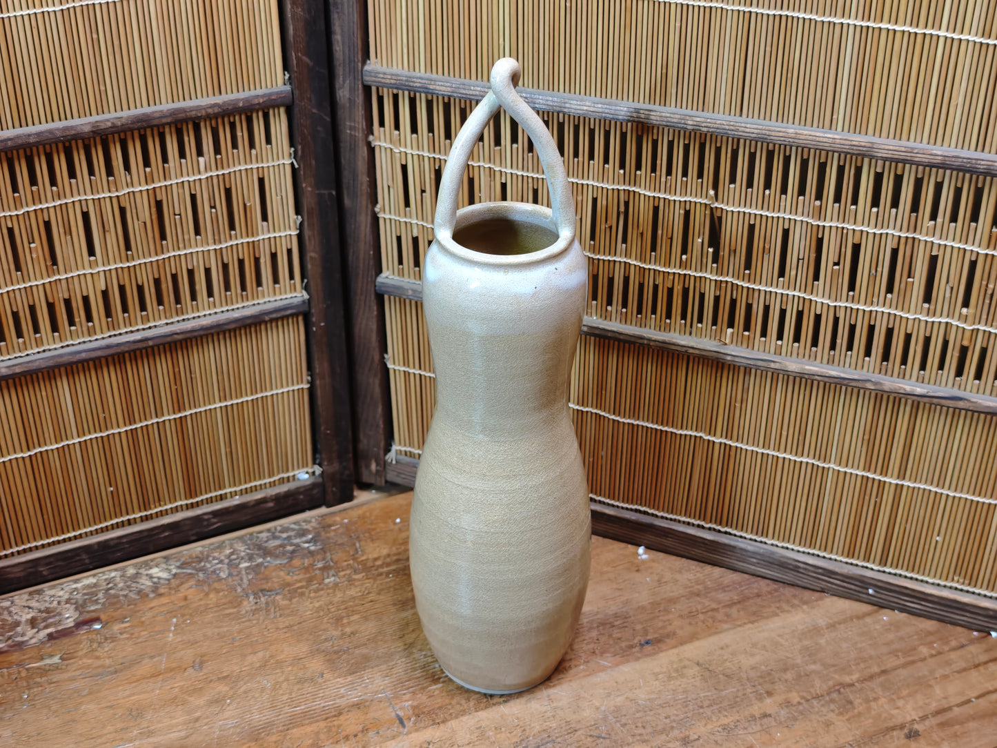 Japanese Hyotan Vase Shosuke Kiln Pottery Signed Box Document Vintage