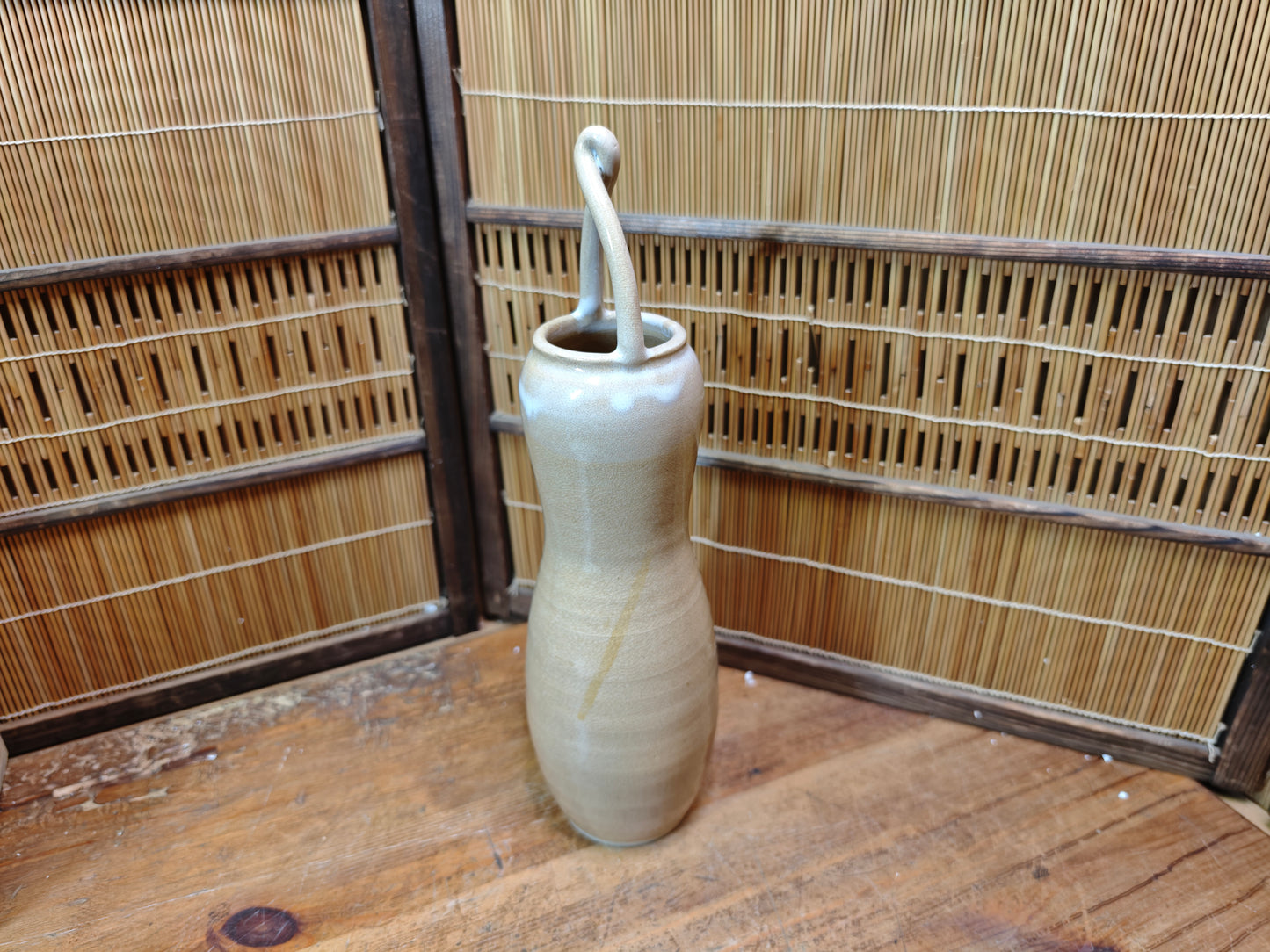 Japanese Hyotan Vase Shosuke Kiln Pottery Signed Box Document Vintage