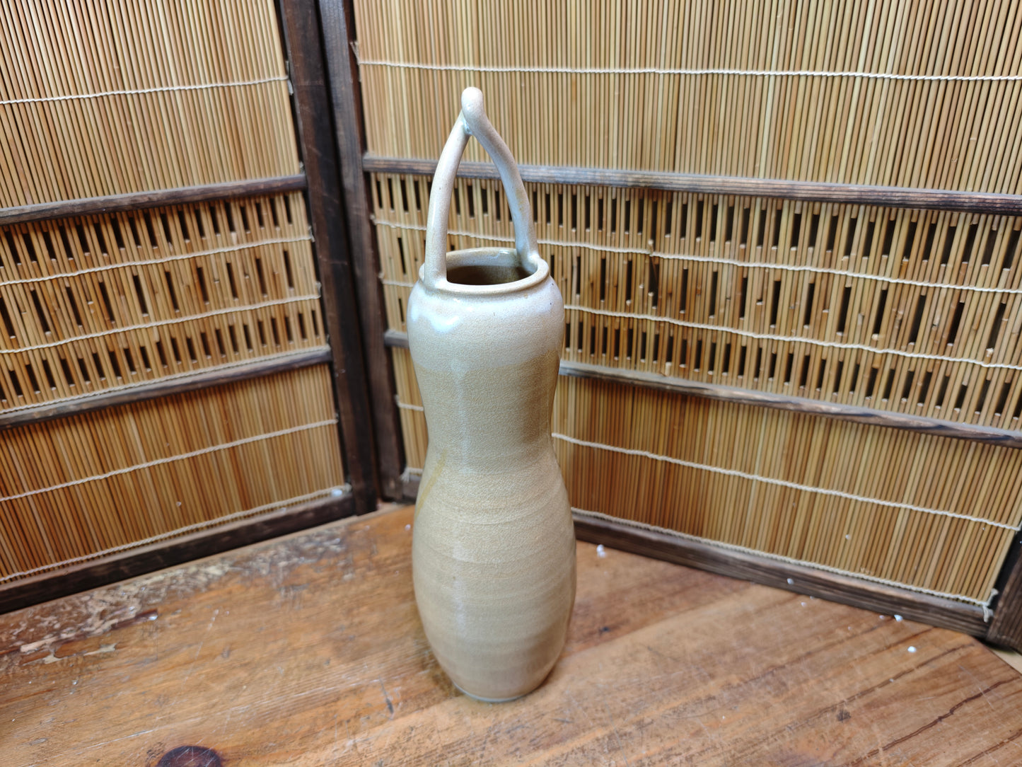 Japanese Hyotan Vase Shosuke Kiln Pottery Signed Box Document Vintage