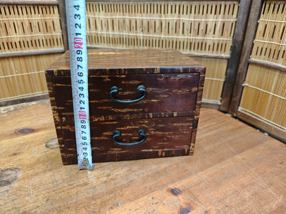 Vintage Japanese Kabazaiku Sakura Bark Tansu Chest Two Drawer 1980s Japan