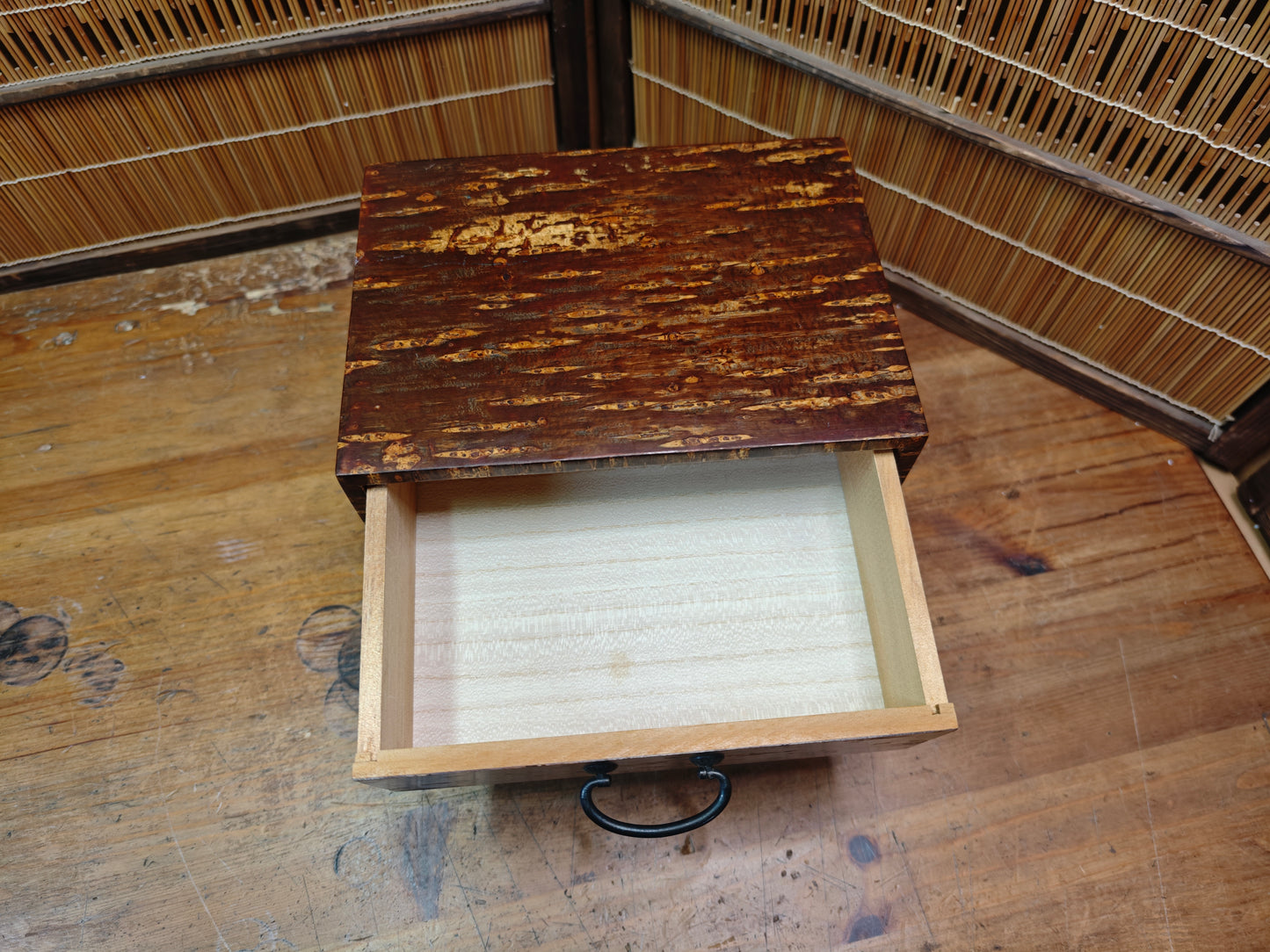 Vintage Japanese Kabazaiku Sakura Bark Tansu Chest Two Drawer 1980s Japan