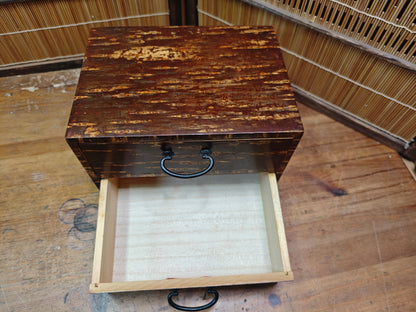 Vintage Japanese Kabazaiku Sakura Bark Tansu Chest Two Drawer 1980s Japan