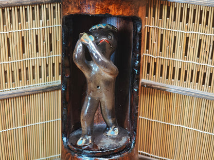 Japanese Kappa Bamboo Sculpture Yokai Figurine Wall decor Folk Art Pottery