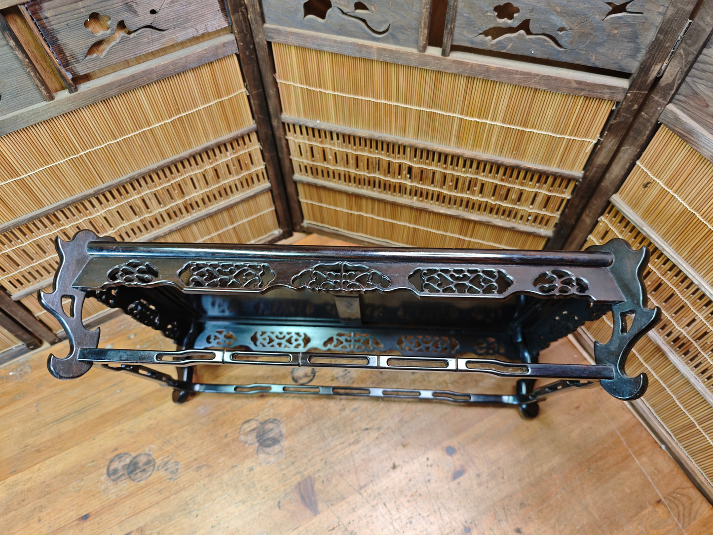 Japanese Kokutan Bonsai Display Table Kadai Ebony Stand Vintage Japan