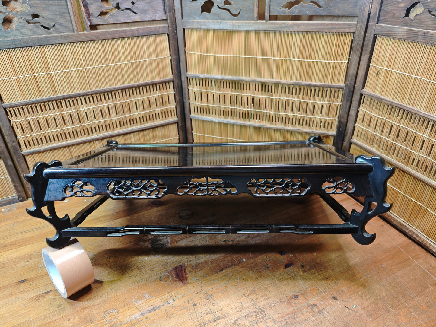 Japanese Kokutan Bonsai Display Table Kadai Ebony Stand Vintage Japan