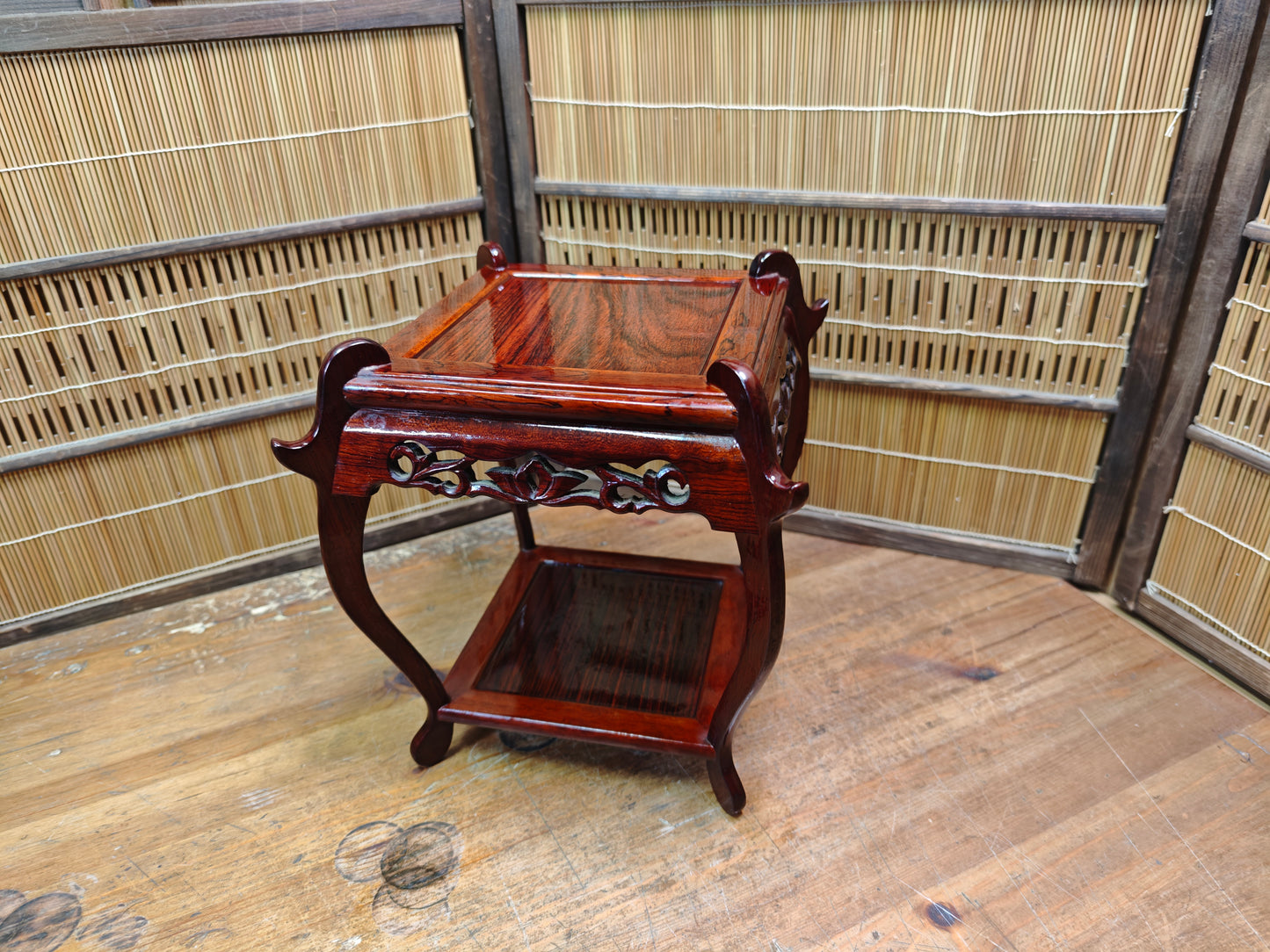 Vintage Japanese Kokutan Bonsai Table Small Kadai Ebony Wood Stand