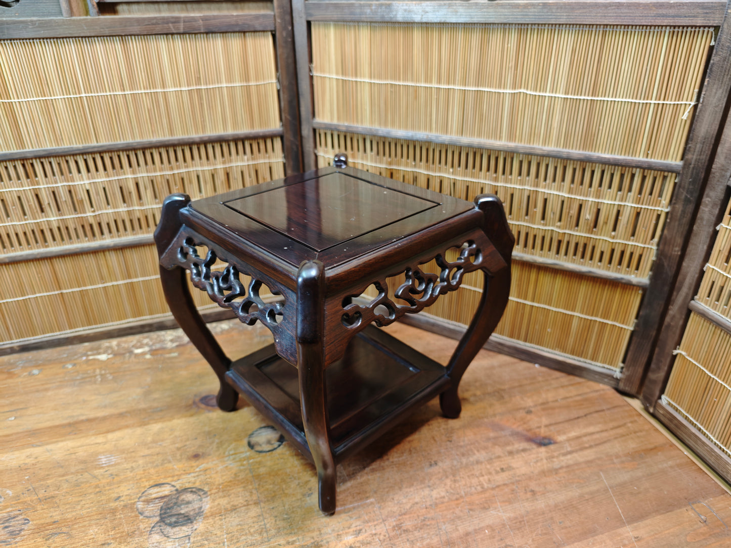 Vintage Japanese Kokutan Bonsai Table 1970s Kadai Display Stand Ebony Style