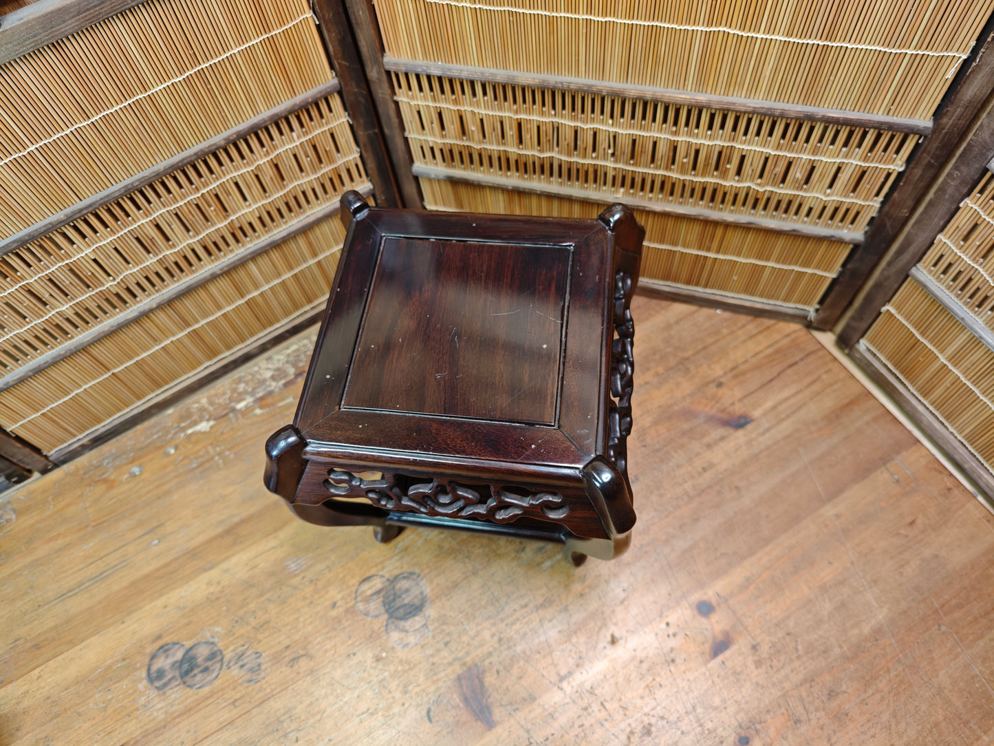 Vintage Japanese Kokutan Bonsai Table 1970s Kadai Display Stand Ebony Style