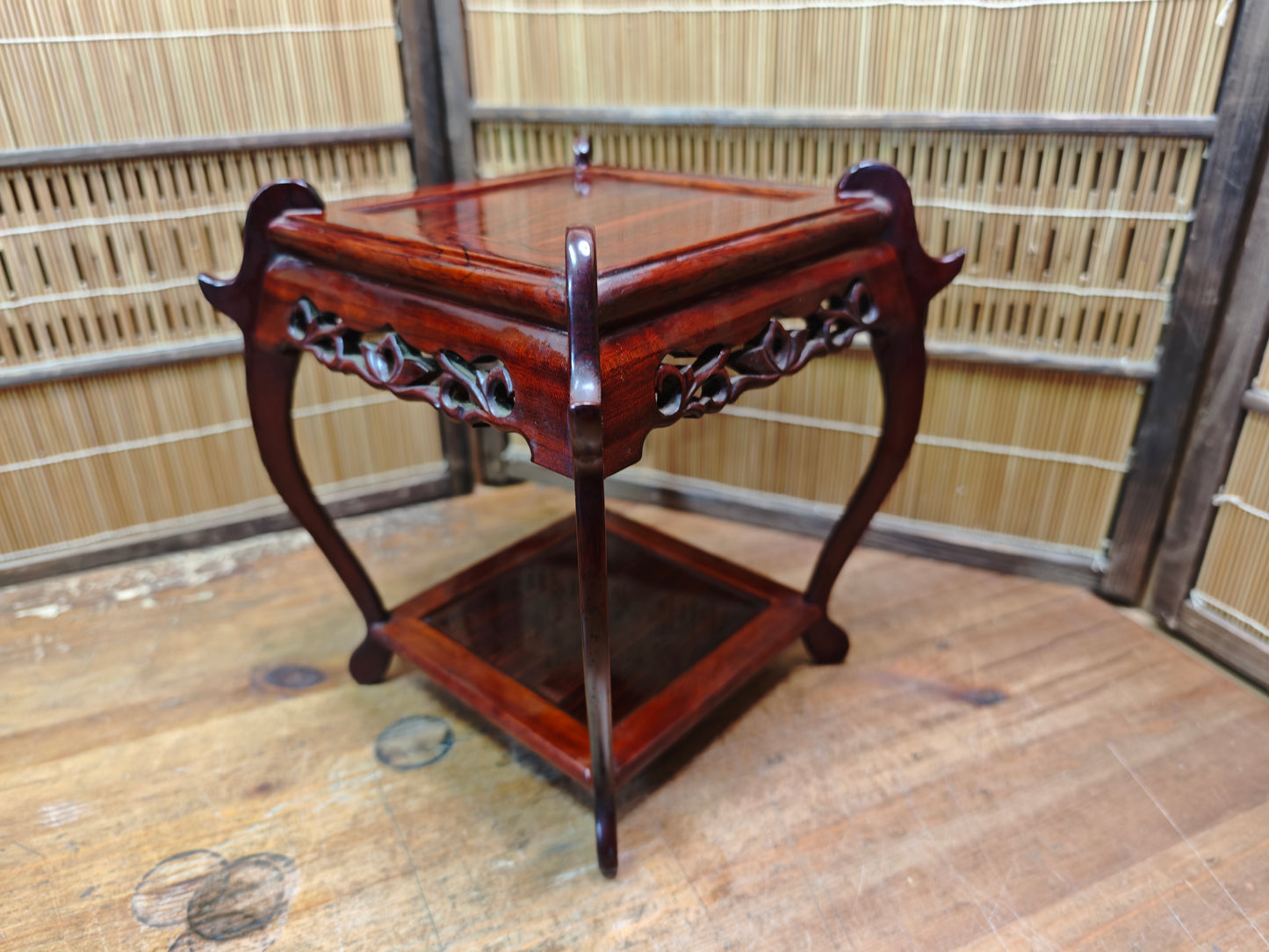 Vintage Japanese Kokutan Bonsai Table Small Kadai Ebony Wood Stand