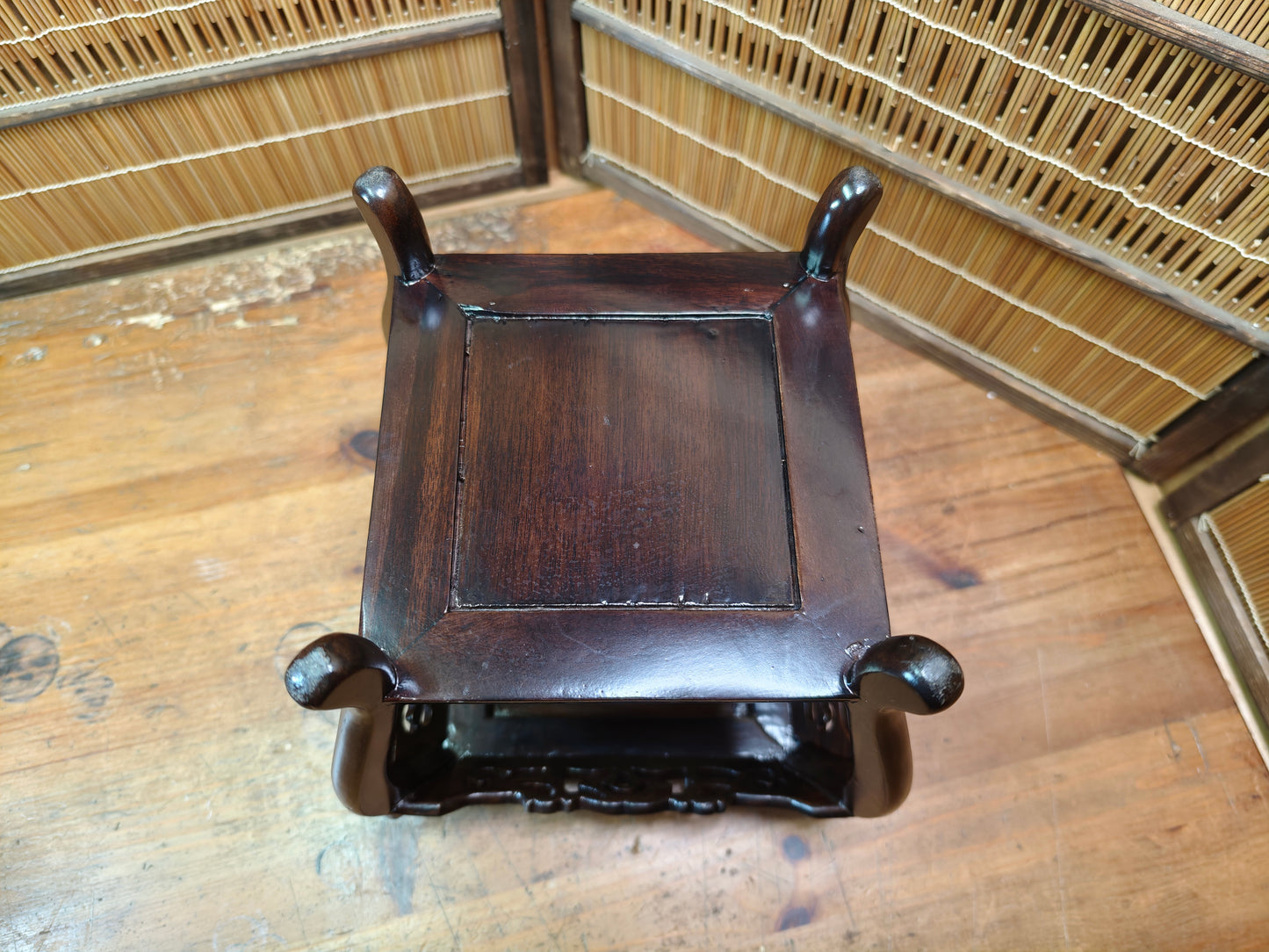 Vintage Japanese Kokutan Bonsai Table 1970s Kadai Display Stand Ebony Style