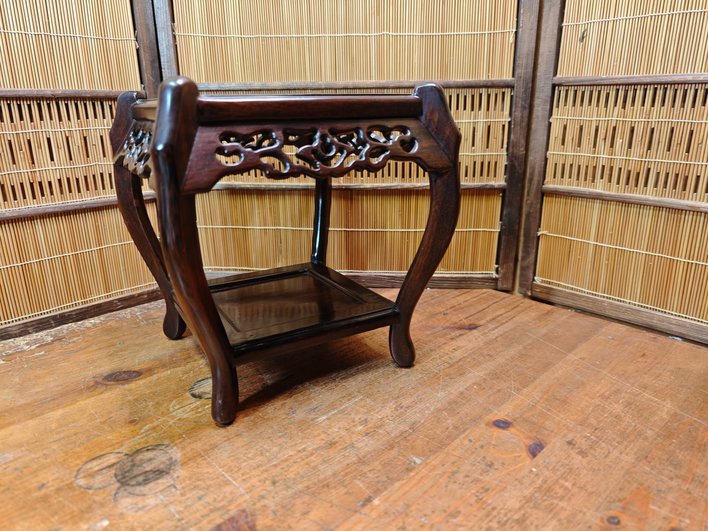 Vintage Japanese Kokutan Bonsai Table 1970s Kadai Display Stand Ebony Style