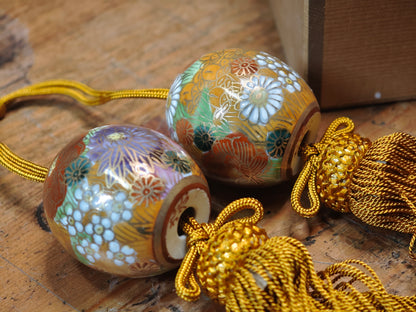 Japanese Kutani Ware Kakejiku Scroll Weights Showa Era Unused Boxed