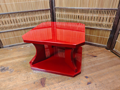 Vintage Japanese Lacquer Kadai Buddhist Altar Table Red Wood with Box