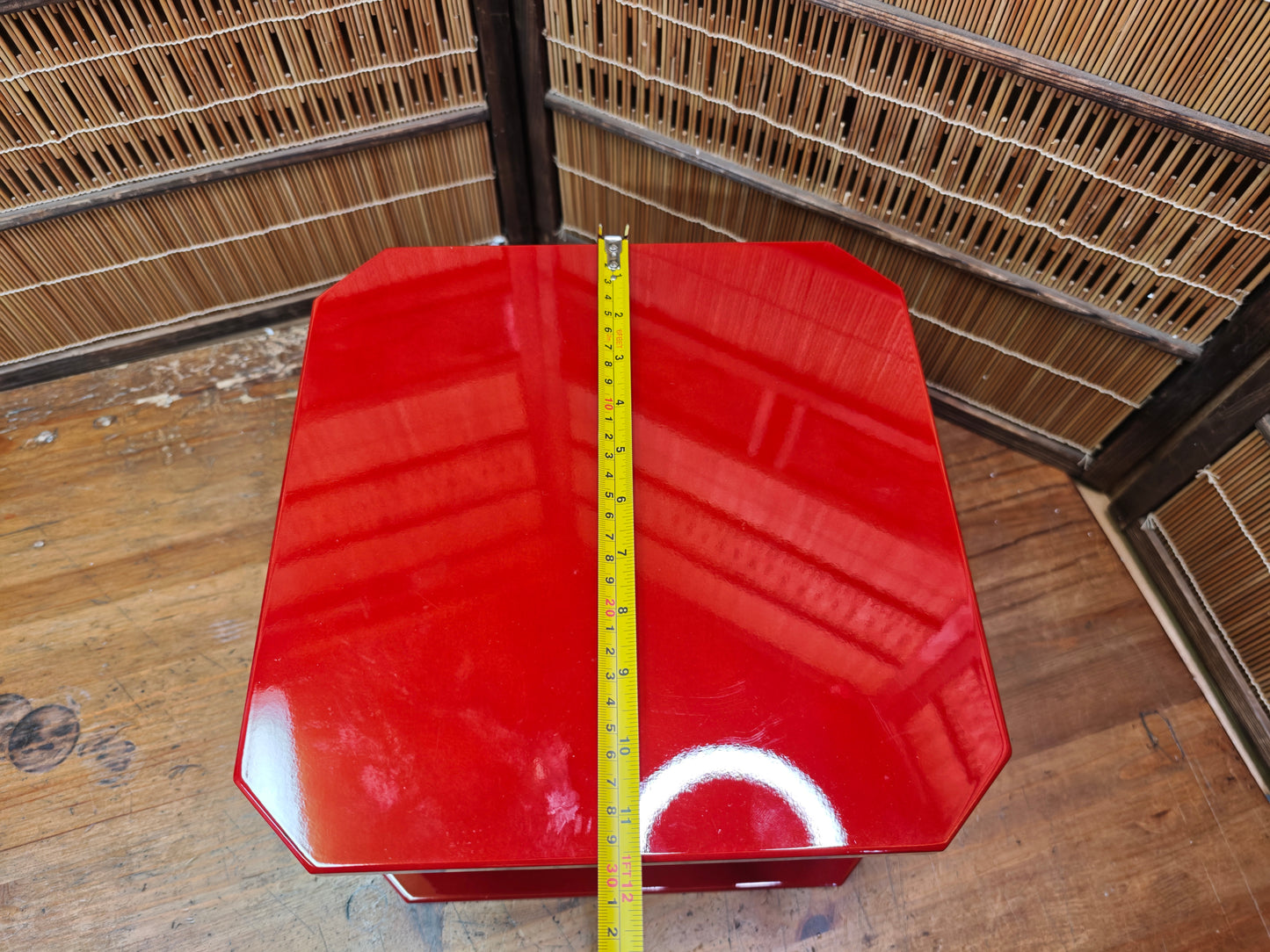Vintage Japanese Lacquer Kadai Buddhist Altar Table Red Wood with Box