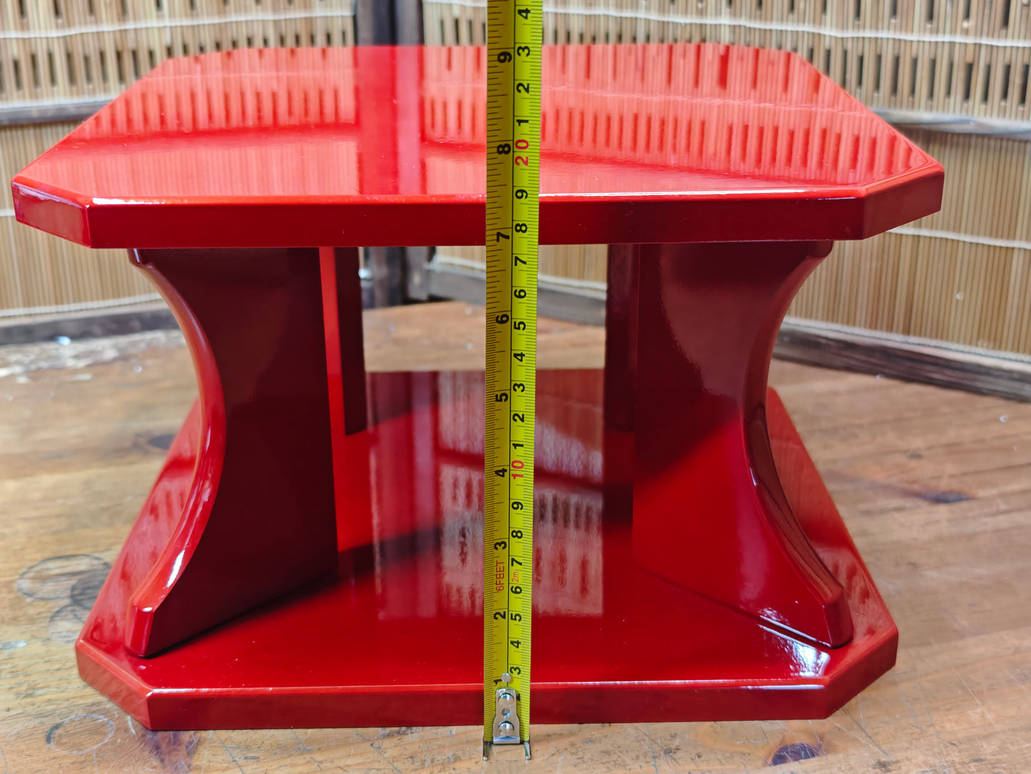 Vintage Japanese Lacquer Kadai Buddhist Altar Table Red Wood with Box