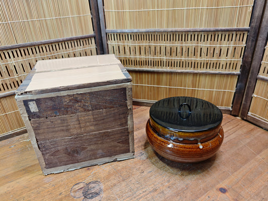 Japanese Meiji Takatori Mizusashi Tea Water Jar Bamboo Lid Tōdai-ji Auction JP