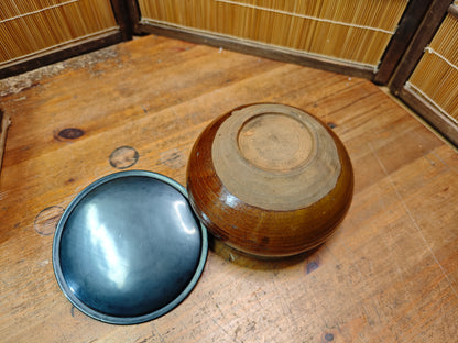 Japanese Meiji Takatori Mizusashi Tea Water Jar Bamboo Lid Tōdai-ji Auction JP