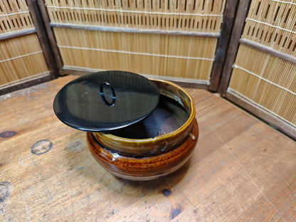 Japanese Meiji Takatori Mizusashi Tea Water Jar Bamboo Lid Tōdai-ji Auction JP
