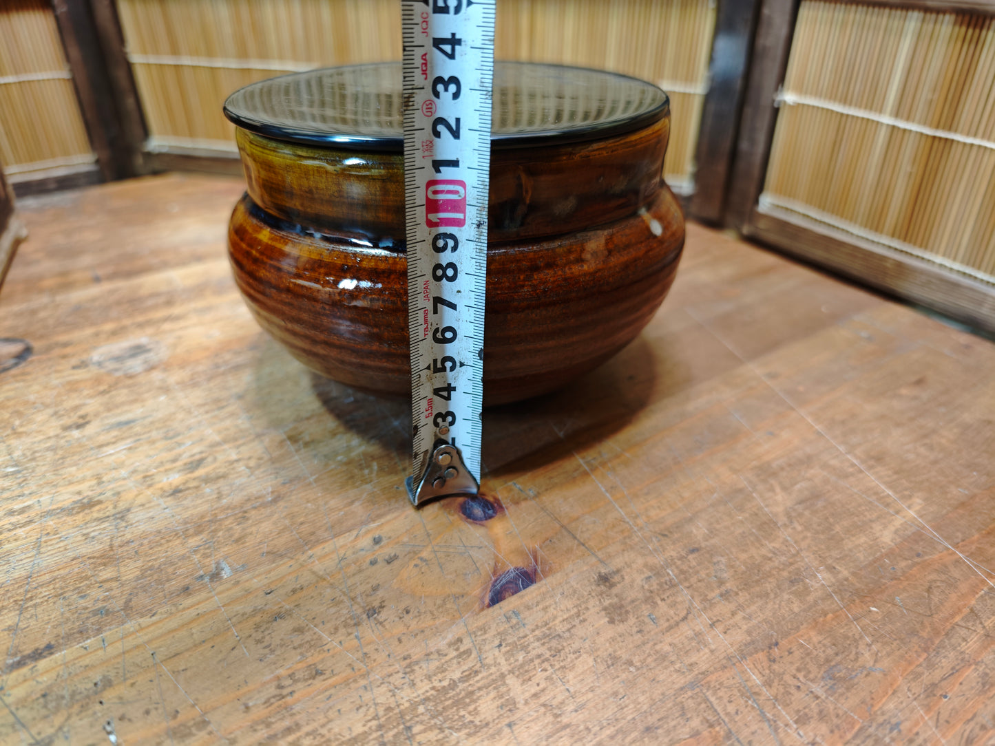 Japanese Meiji Takatori Mizusashi Tea Water Jar Bamboo Lid Tōdai-ji Auction JP