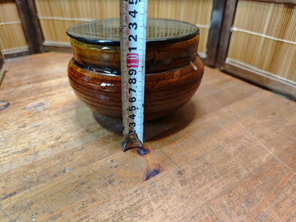 Japanese Meiji Takatori Mizusashi Tea Water Jar Bamboo Lid Tōdai-ji Auction JP