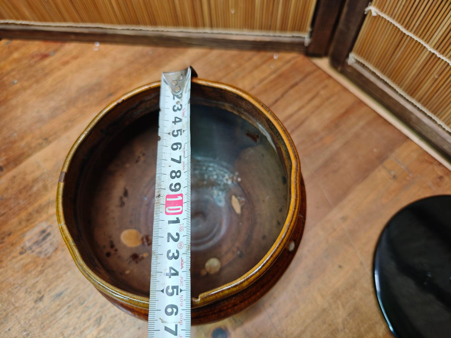 Japanese Meiji Takatori Mizusashi Tea Water Jar Bamboo Lid Tōdai-ji Auction JP