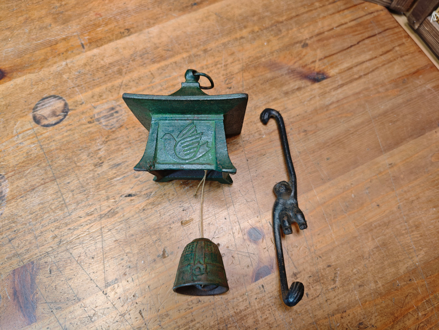 Japanese Nambu Cast Iron Hanging Lantern Wind Bell Lucky Charm Japan