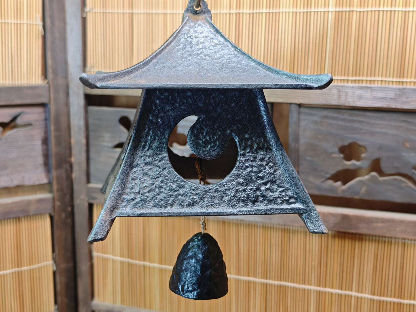 Japanese Nambu Cast Iron Hanging Lantern Wind Bell Lucky Charm Japan
