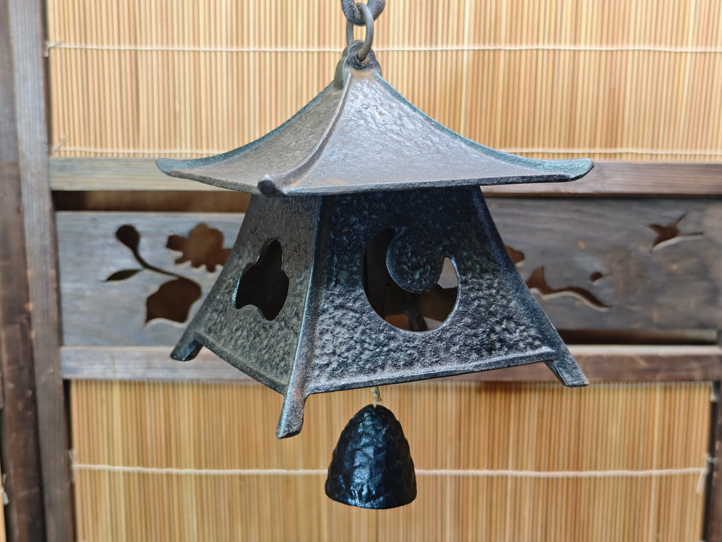 Japanese Nambu Cast Iron Hanging Lantern Wind Bell Lucky Charm Japan